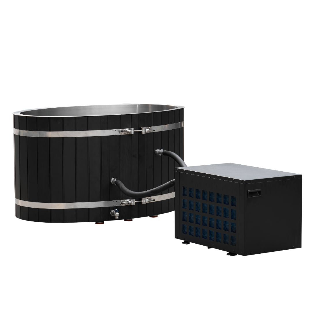 Black oval Ice Bath with Chiller