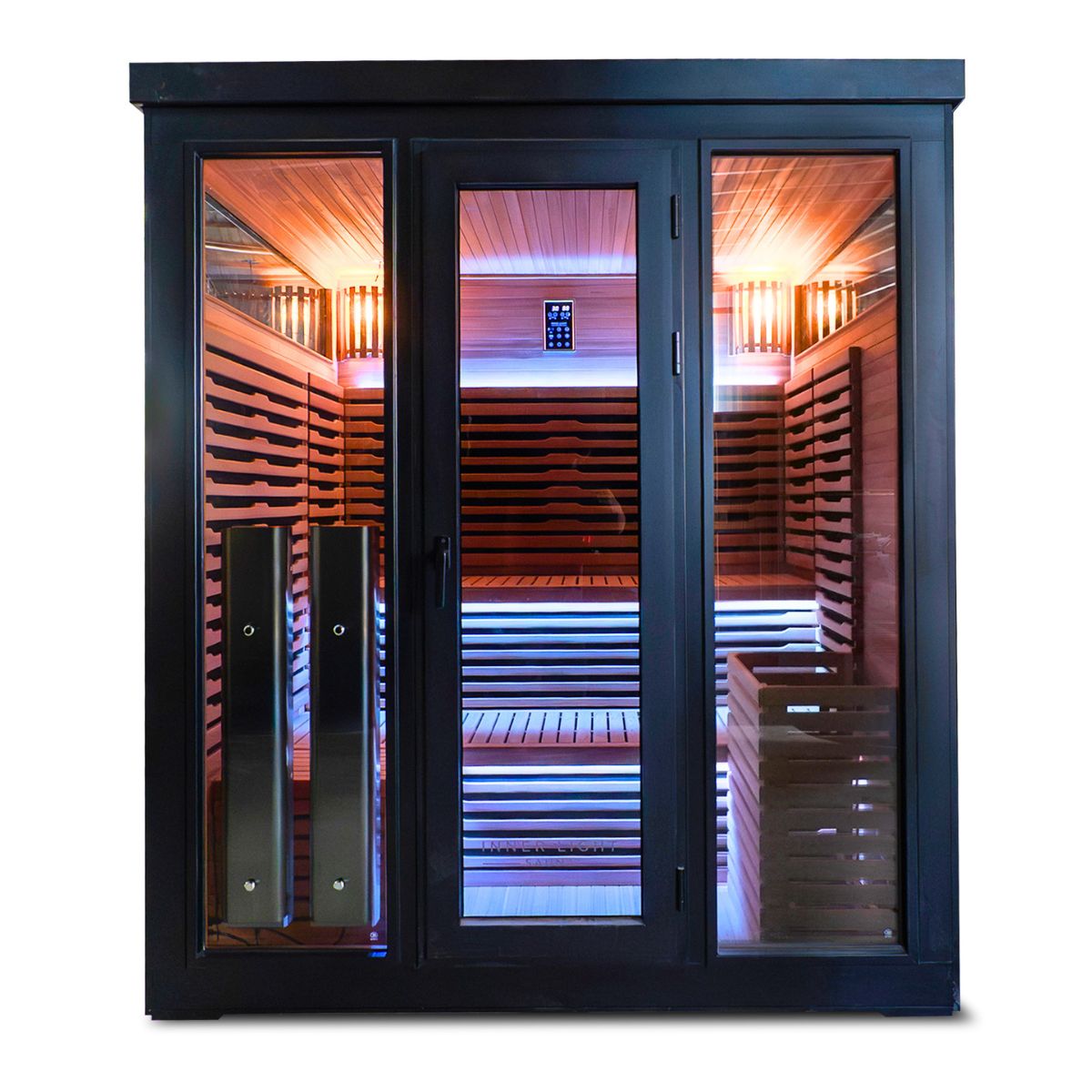 Demfin Hybrid outdoor sauna front view