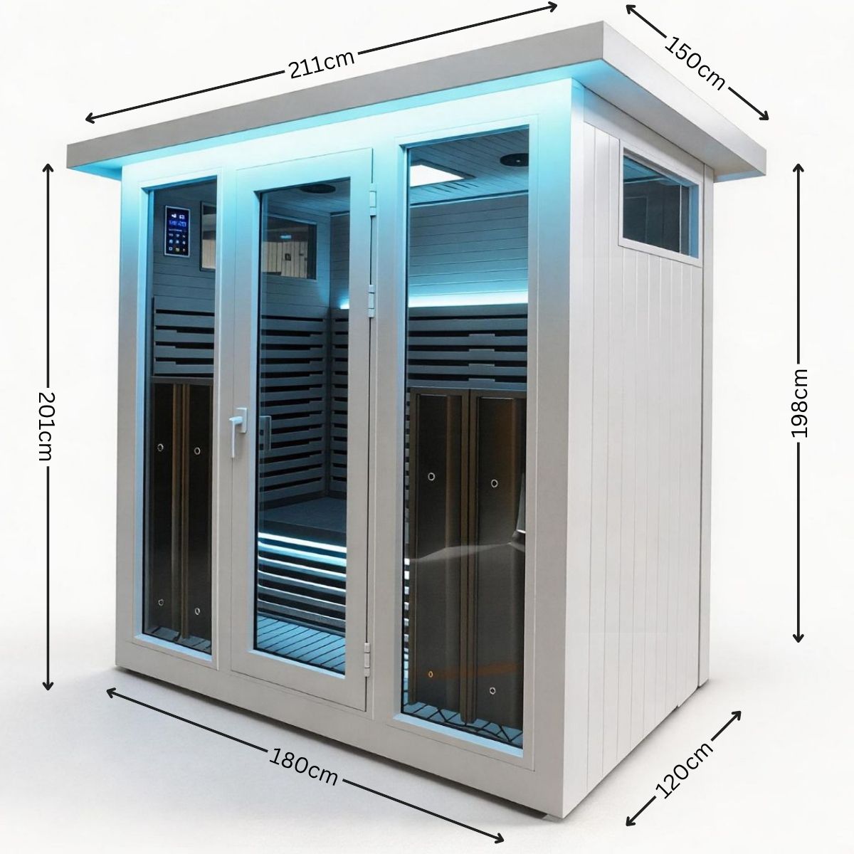 La Mar 4 white outdoor infrared sauna dimensions