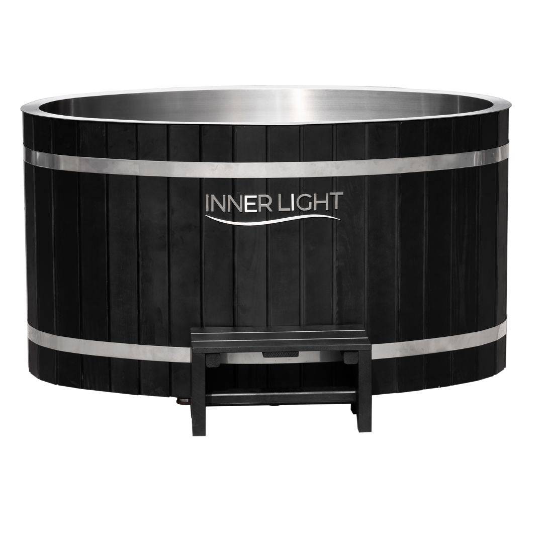 Black oval Ice Bath with step