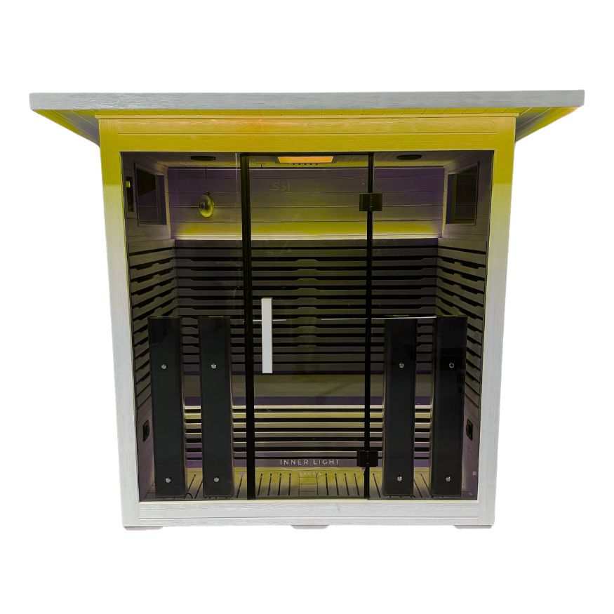 White 4 Person Outdoor yellow lights