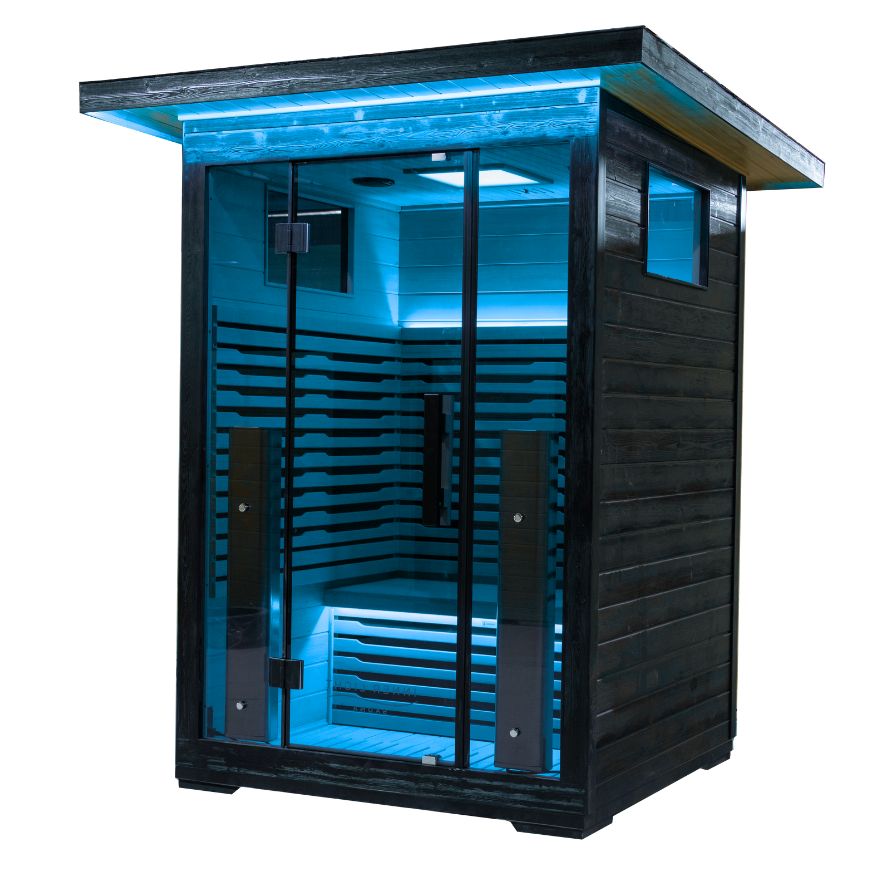 2 person Outdoor Infrared Sauna Side view Blue