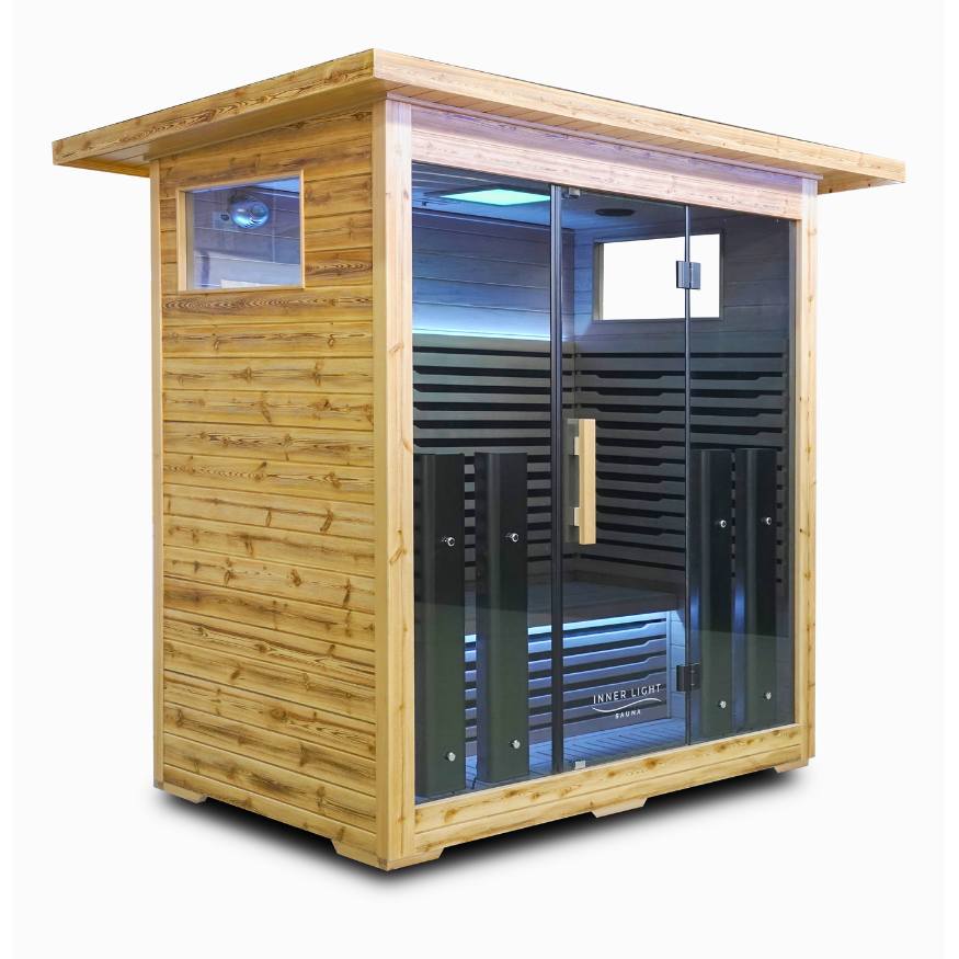 Outdoor Infrared Sauna Natural Colour Side Angle