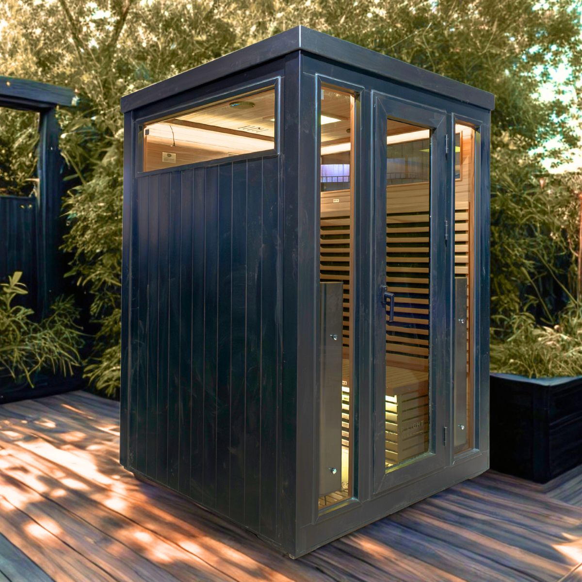 Bella Deluxe 3 Person Outdoor Infrared Sauna (Black) 2