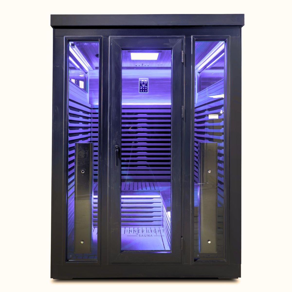 Black Outdoor sauna front view