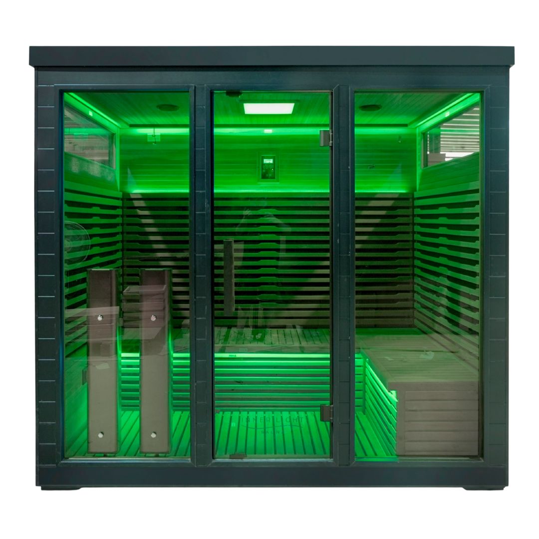 Innerlight Outdoor Infrared Sauna Bella 5 Front View Green light