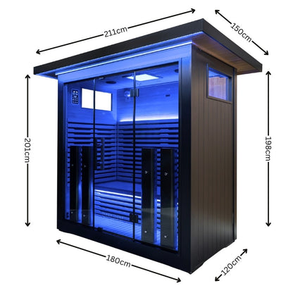 Innerlight 4 person outdoor sauna dimensions