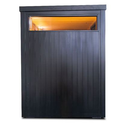 Traditional outdoor sauna side window 