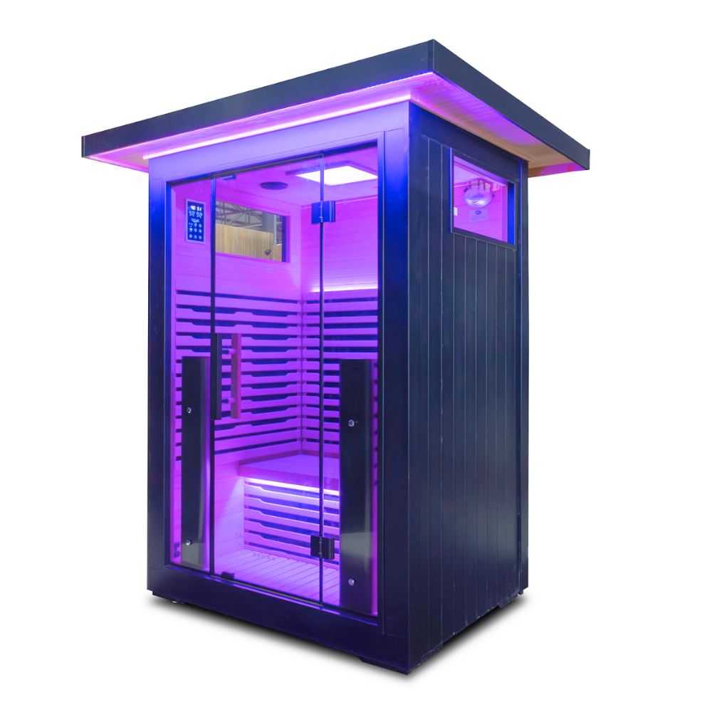 2 person Lar Mar Outdoor sauna purple lights