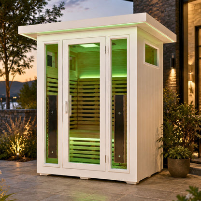 2 person white outdoor sauna