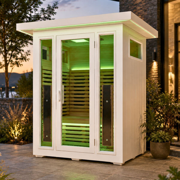 2 person white outdoor sauna