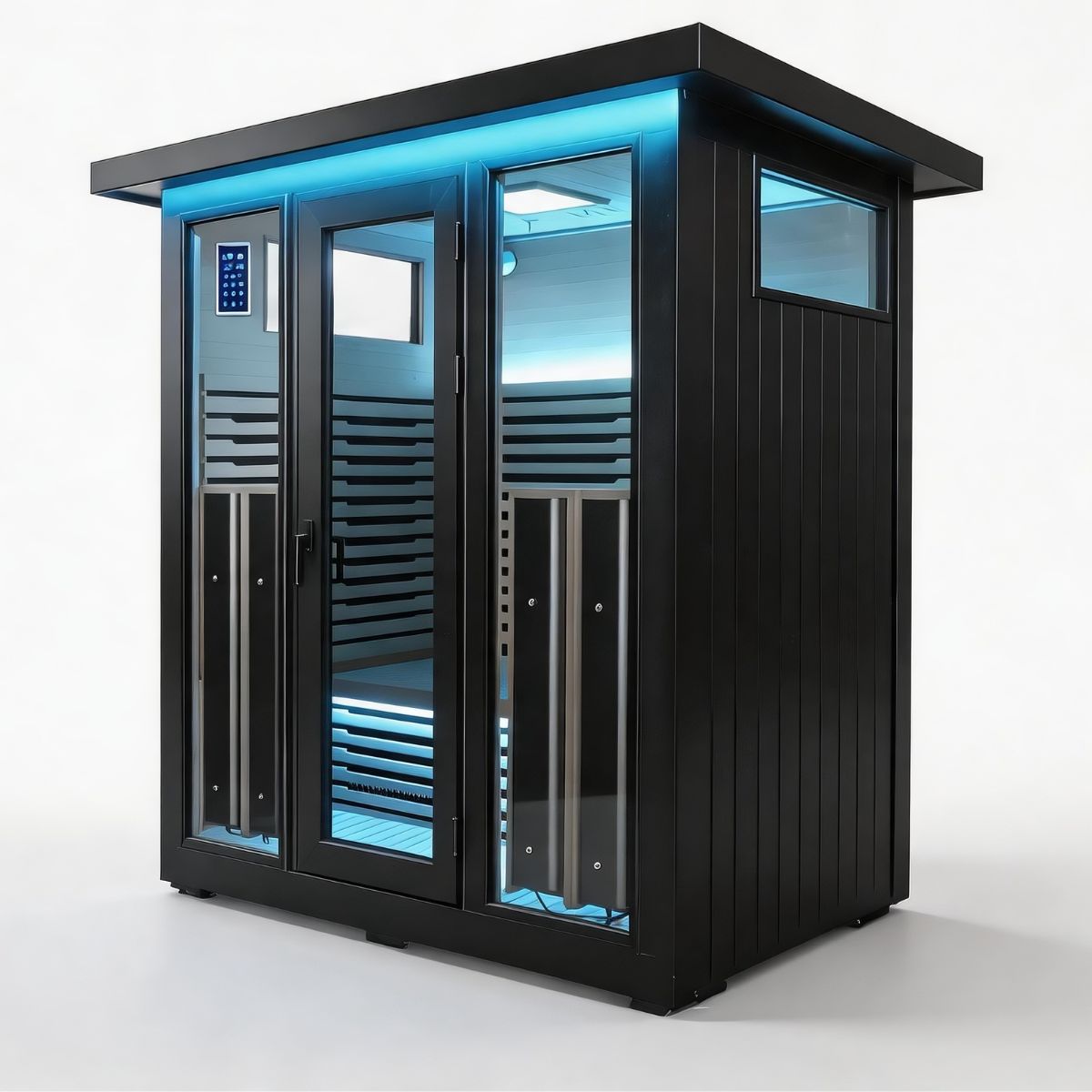 Lamar Outdoor Aluminium Infrared Sauna Black side view