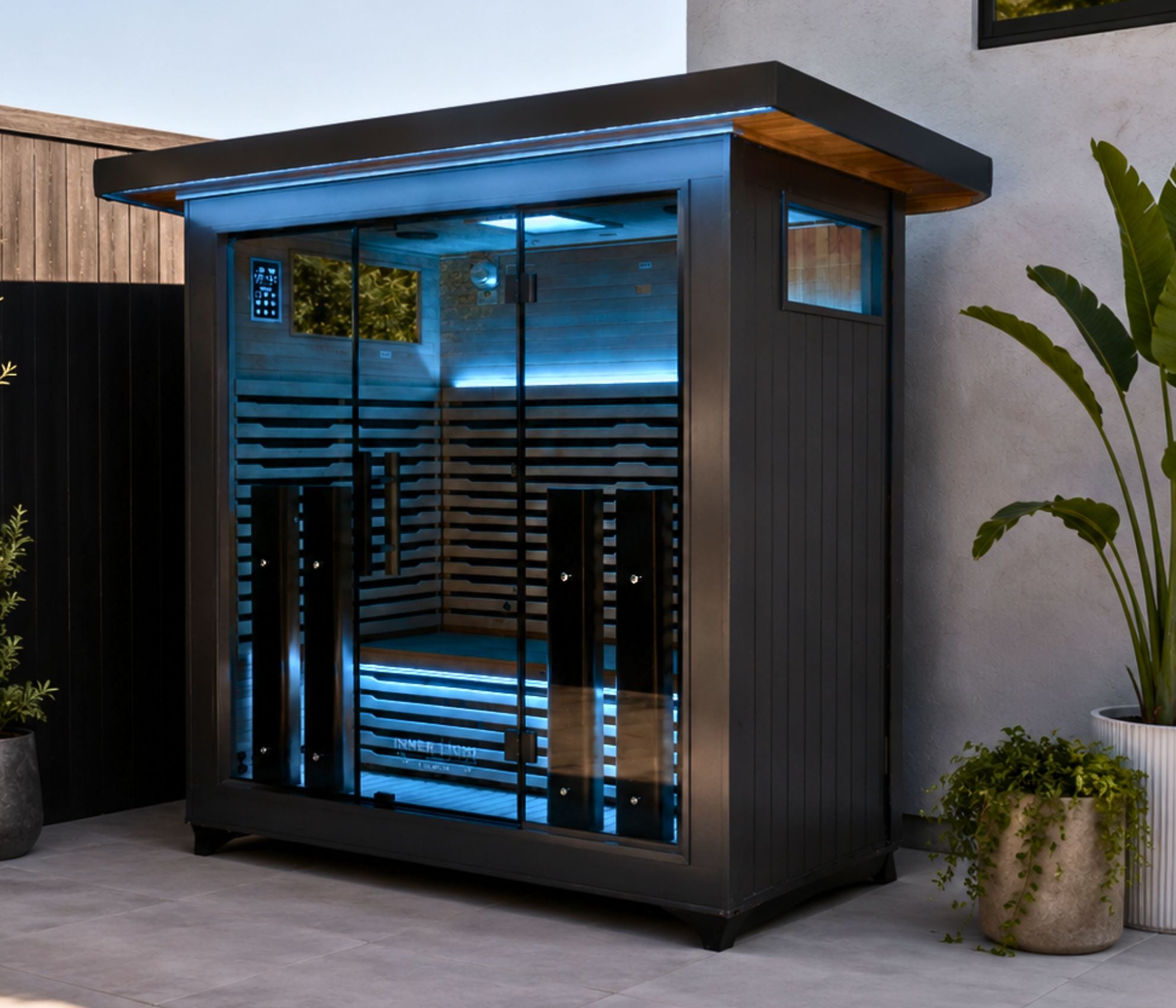 outdoor infrared sauna, black aluminium 