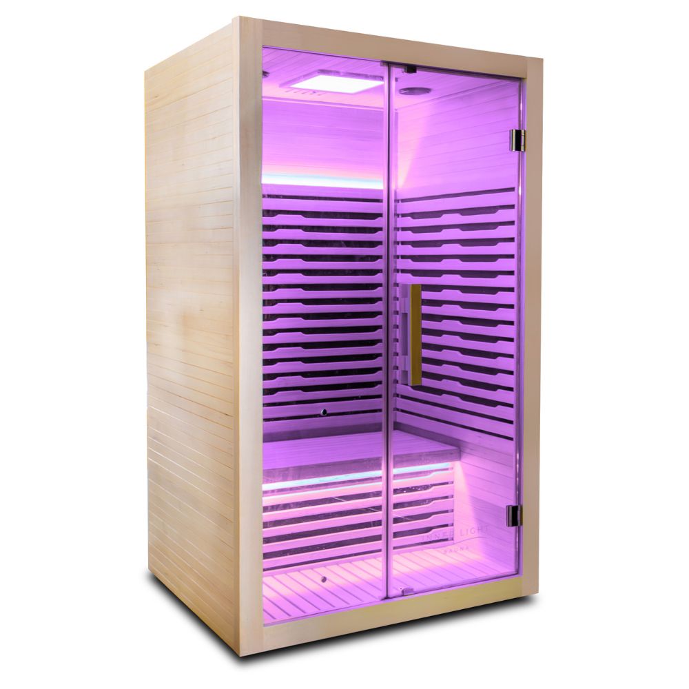 Side view, mood lighting in purple
