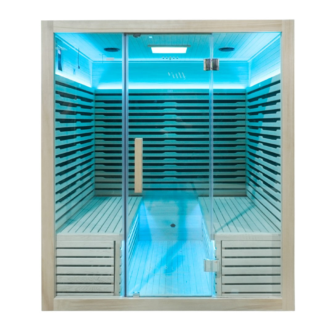 Modern twin seat  infrared sauna with interior lighting 