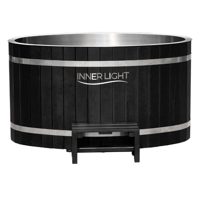 Black oval Ice Bath with step