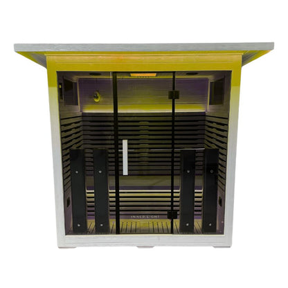 White 4 Person Outdoor yellow lights