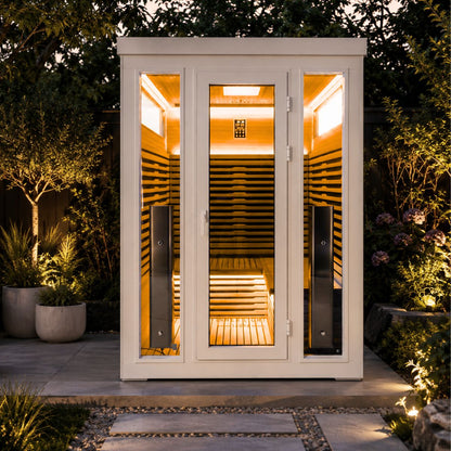 3 Person White Outdoor Infrared Sauna Bella Deluxe