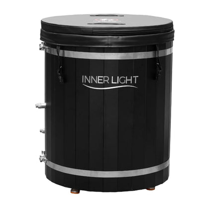 Black round ice plunge with cover