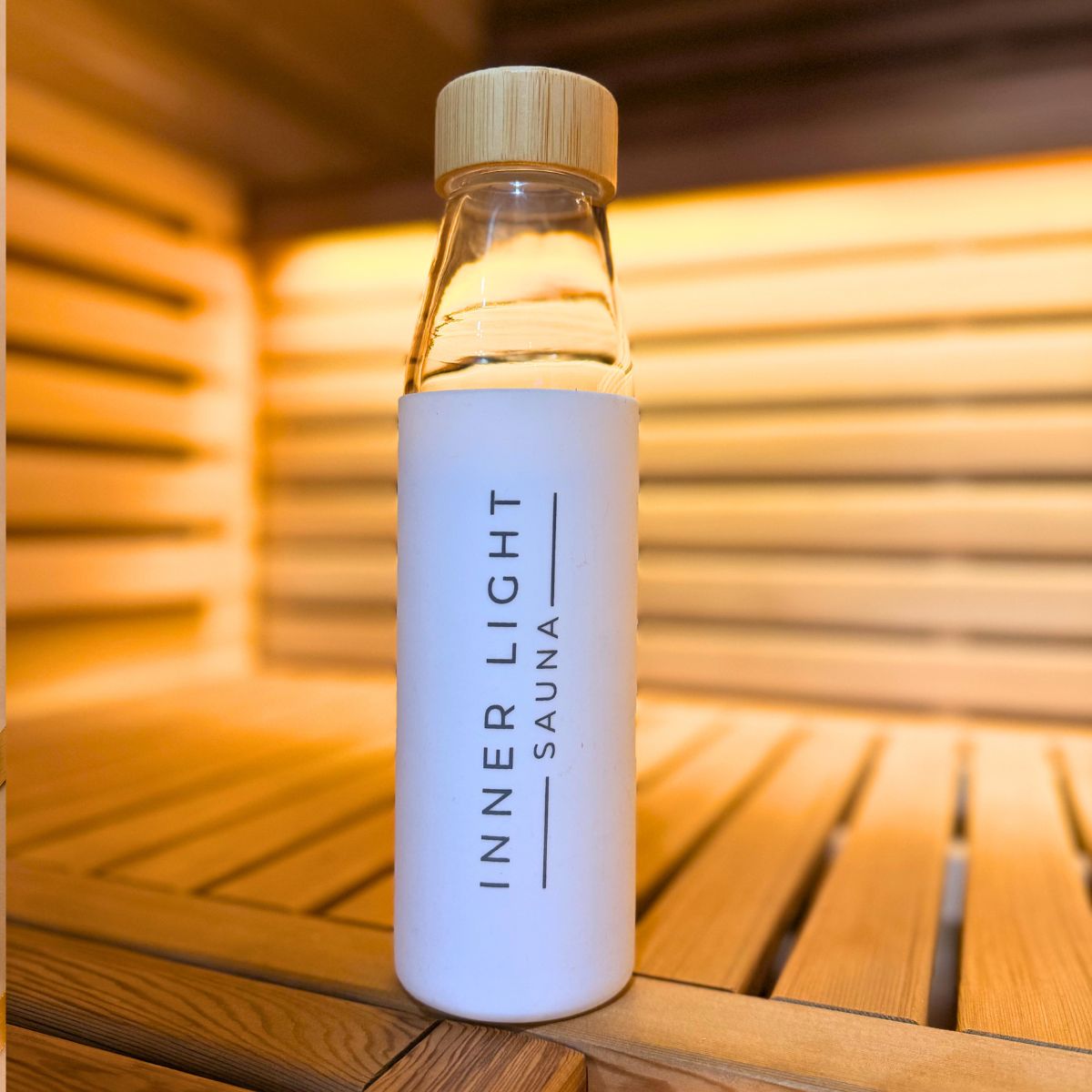 Inner Light Sauna glass water bottle