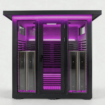 Lamar for Outdoor Front View. Black Aluminium Sauna Infrared 