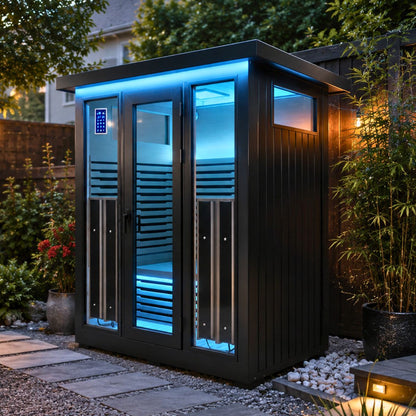 4 Person Outdoor Infrared Sauna – La Mar (Black)