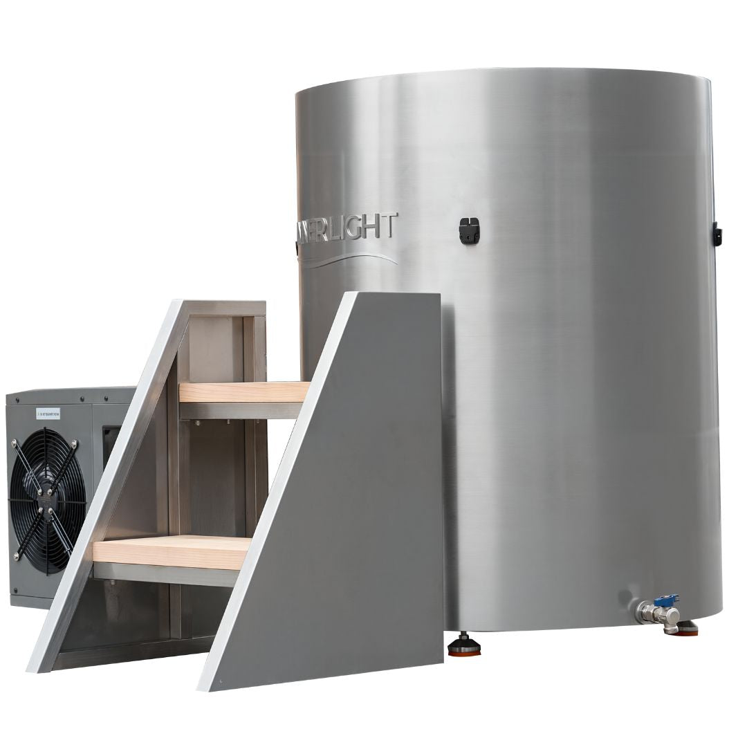 Stainless steel round ice plunge with steps